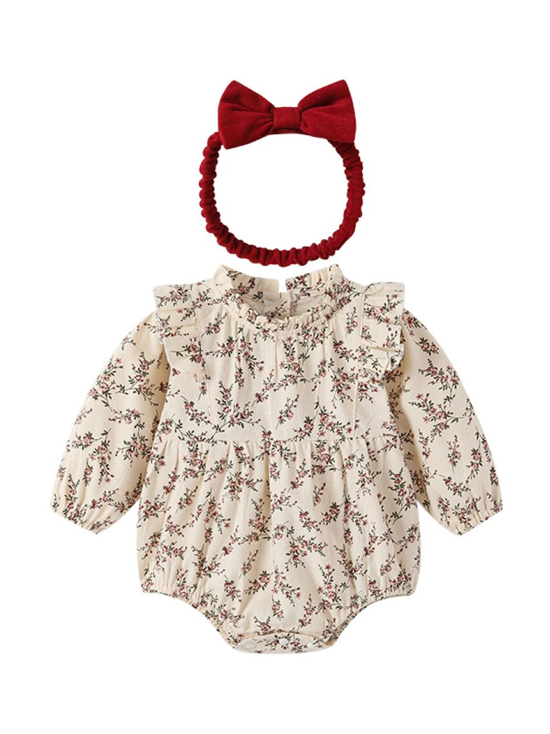 

StyleCast Infant Girls Floral Printed Pure Cotton Long-Sleeves Bodysuit, Brown
