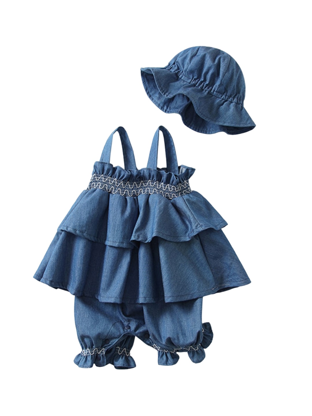 

StyleCast Infant Girls Pure Cotton Romper With Cap, Blue