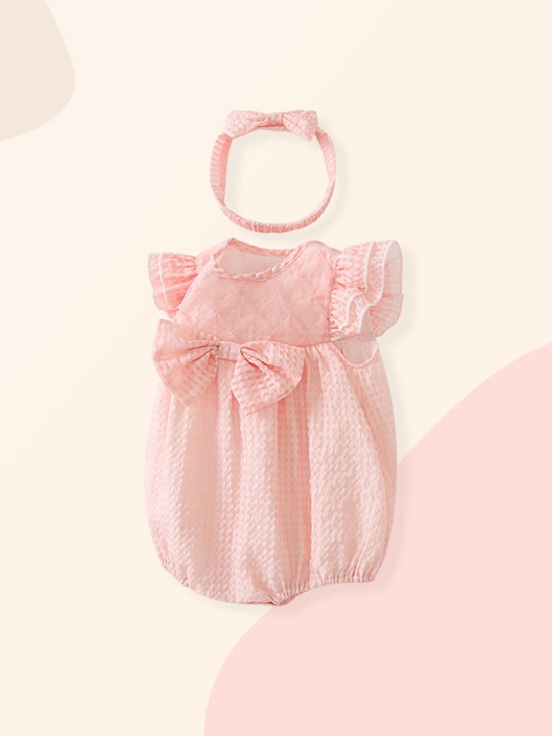 

StyleCast Infant Pink Self-Design Bodysuit With Headband