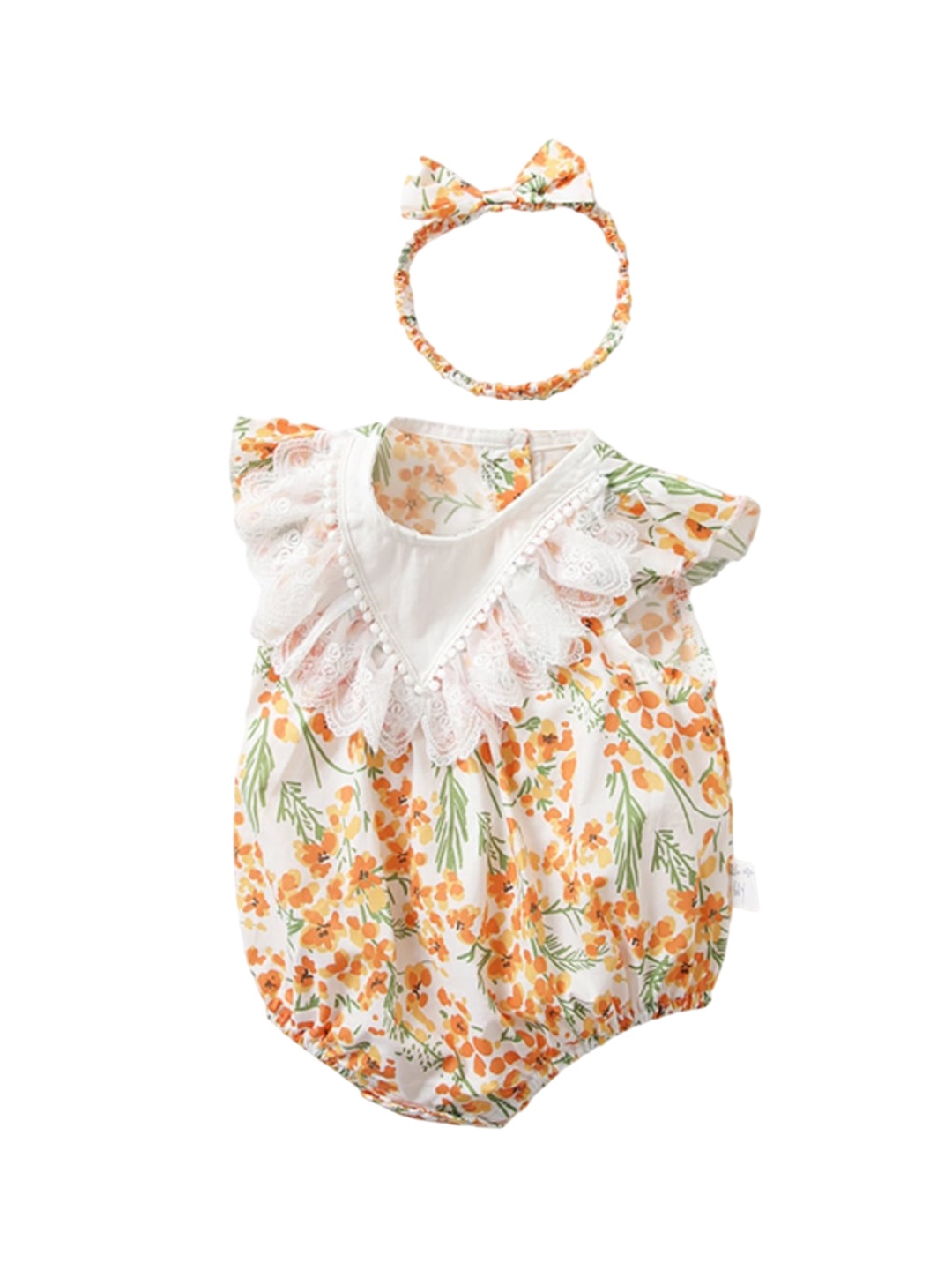 

StyleCast Infant Girls White Printed Pure Cotton Bodysuit With Headband