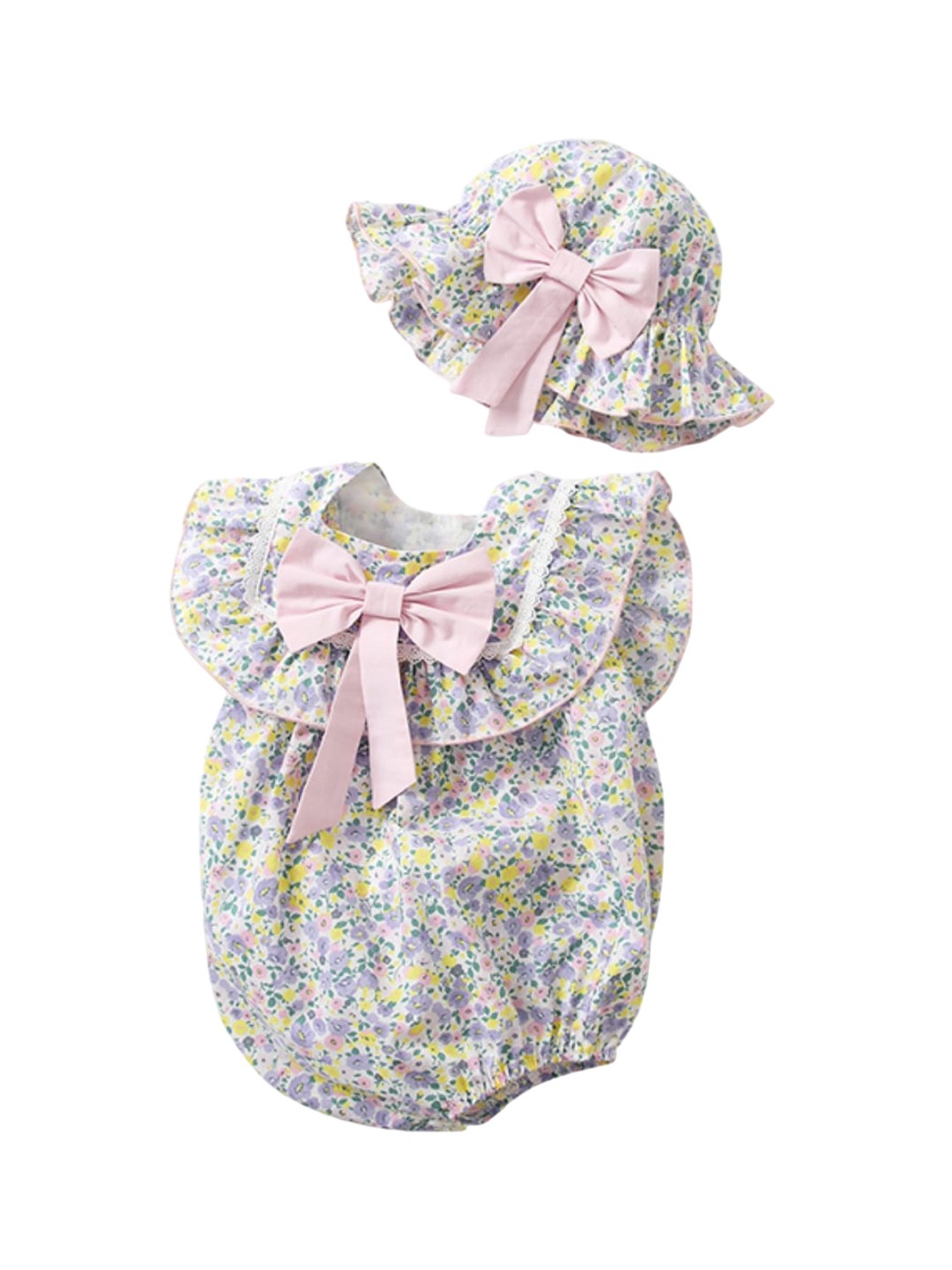 

StyleCast Infants Girls White Printed Pure Cotton Bodysuit With Matching Cap