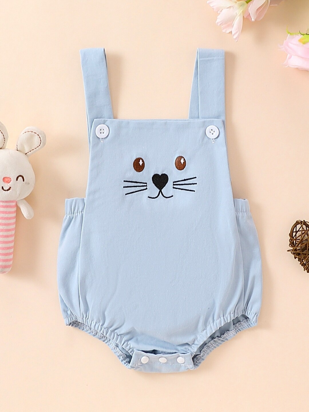 

StyleCast Infant Blue Printed Cotton Strappy Bodysuit