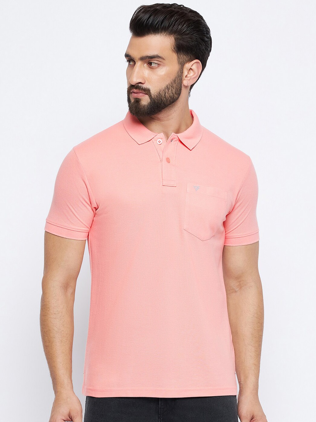 

NEVA Men Polo Collar Cotton T-shirt, Pink