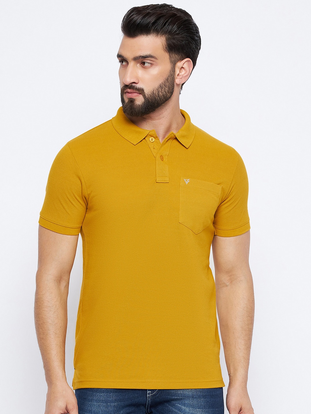 

NEVA Men Polo Collar Cotton T-shirt, Gold