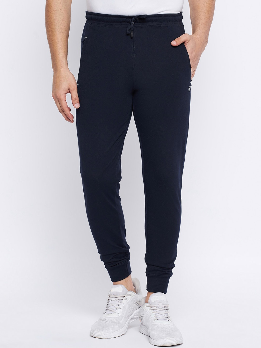 

NEVA Men Slim-Fit Mid-Rise Cotton Sports Joggers, Navy blue