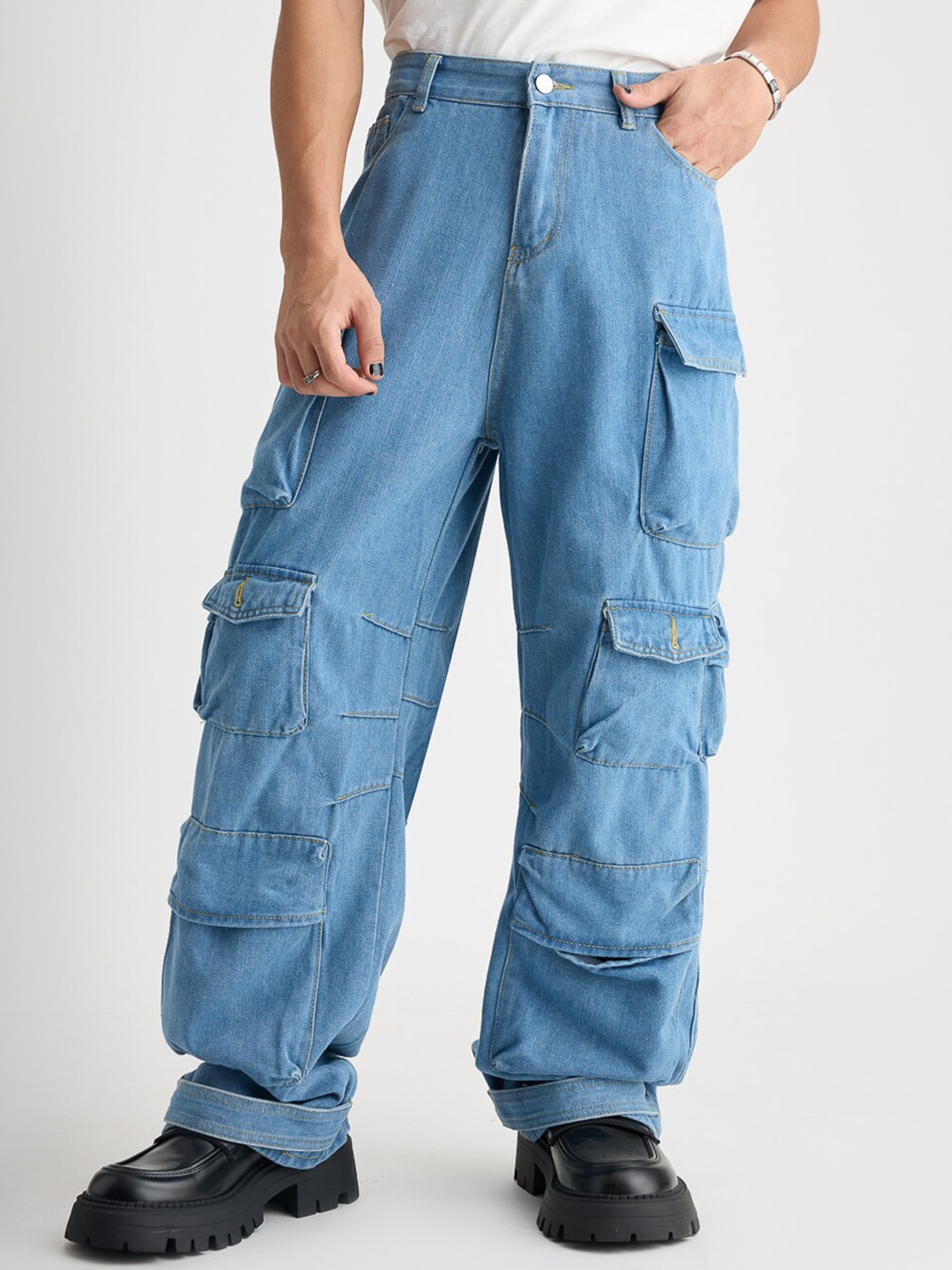 

FREAKINS Blue Men High-Rise Pure Cotton Light Fade Jeans