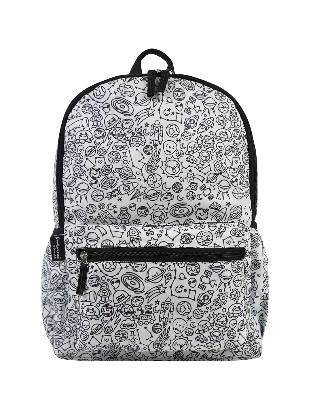 

Doodlicious Unisex Graphic Printed Backpack With Compression Straps, White
