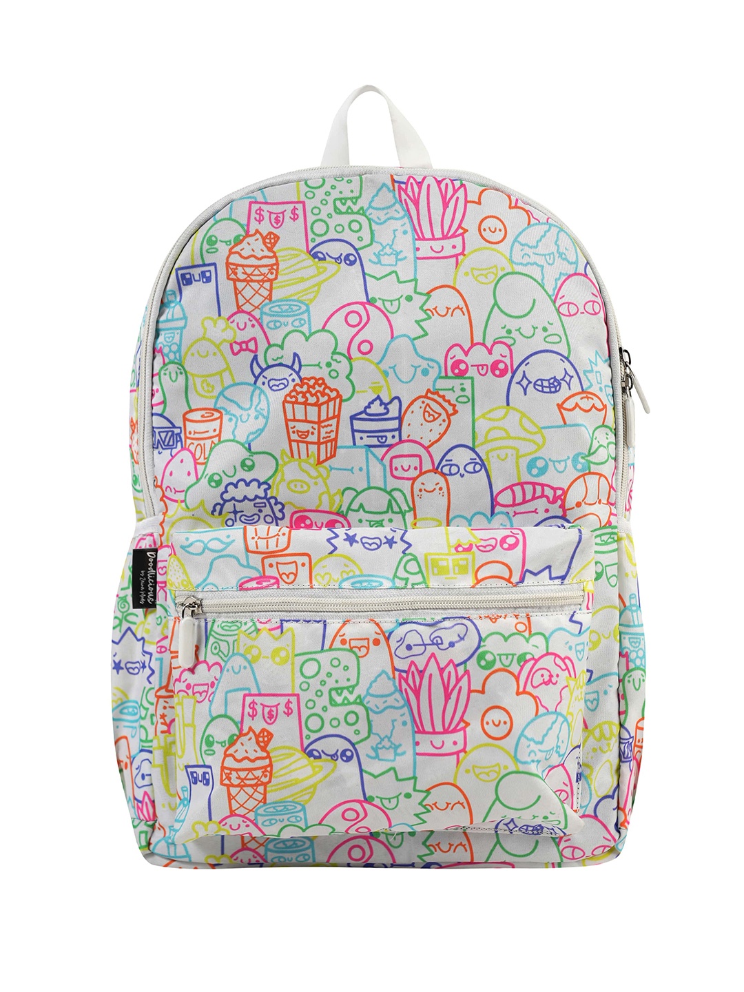 

Doodlicious Unisex Graphic Printed Backpack With Compression Straps, White