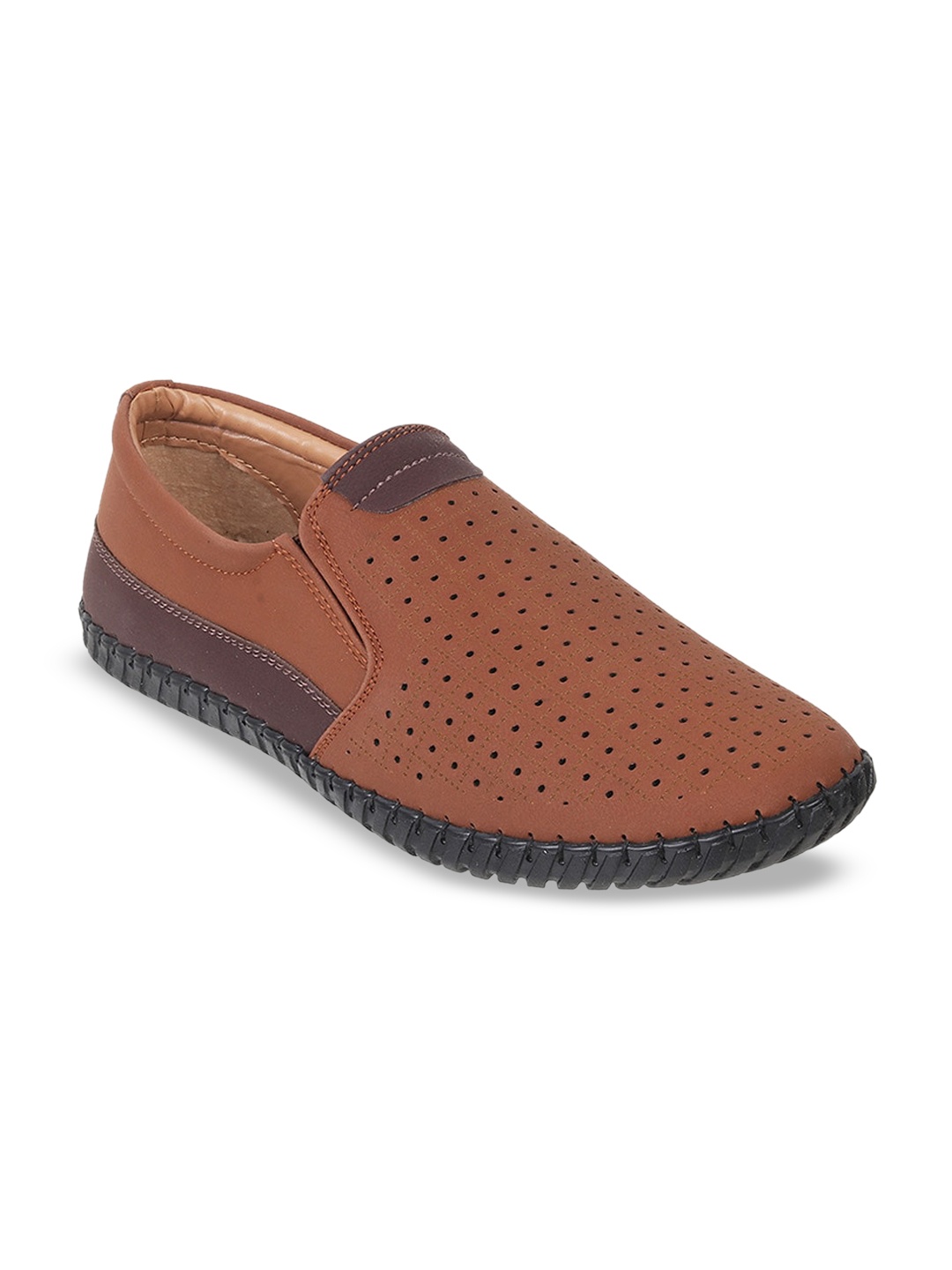 

WALKWAY by Metro Men Perforations Slip-On Sneakers, Tan