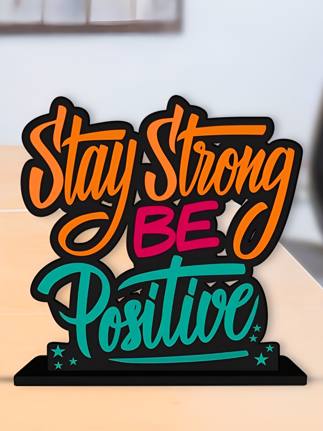 

Phirki Studio Stay Strong Be Positive Motivational Quotes Table Decor Decorative Showpiece, Orange