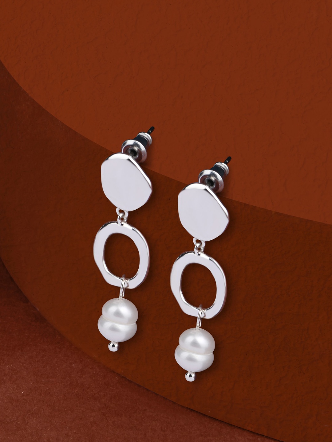 

Accessorize London Women Sterling Silver Plated Molten Pearl Drop Earrings