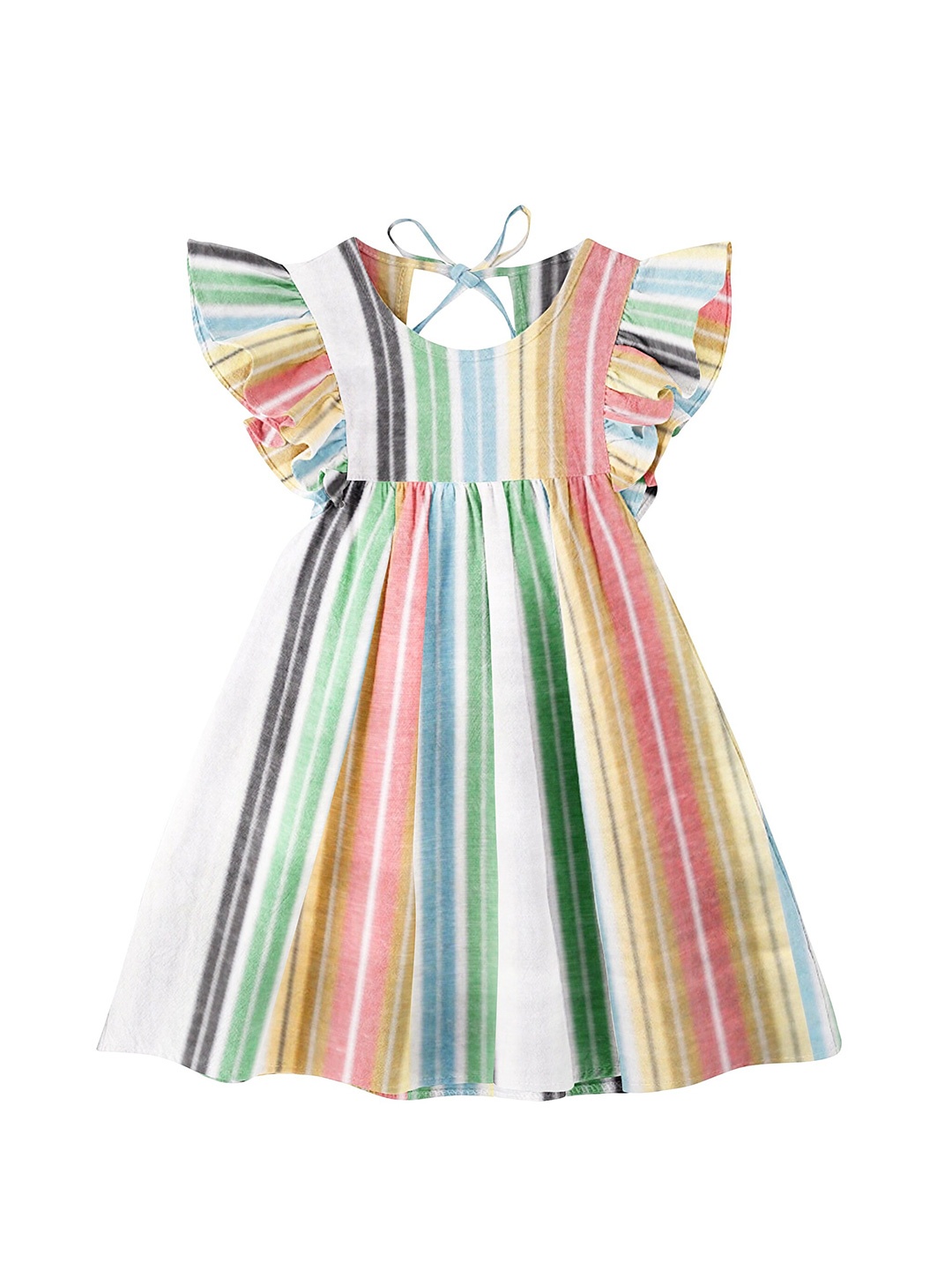 

THE BABY ATELIER Girls Striped Nightdress, Green