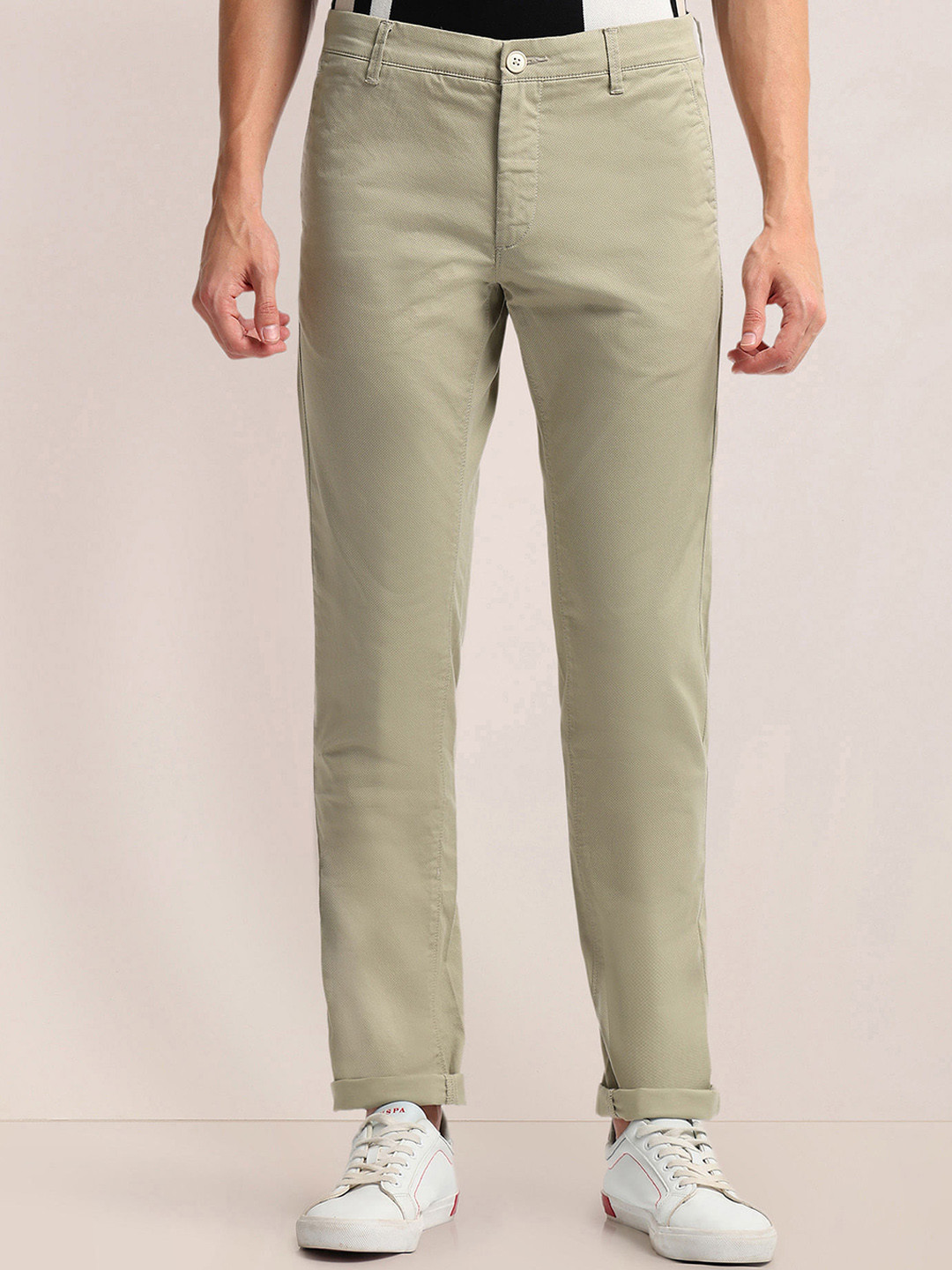 

U.S. Polo Assn. Men Slim Fit Cotton Trousers, Beige
