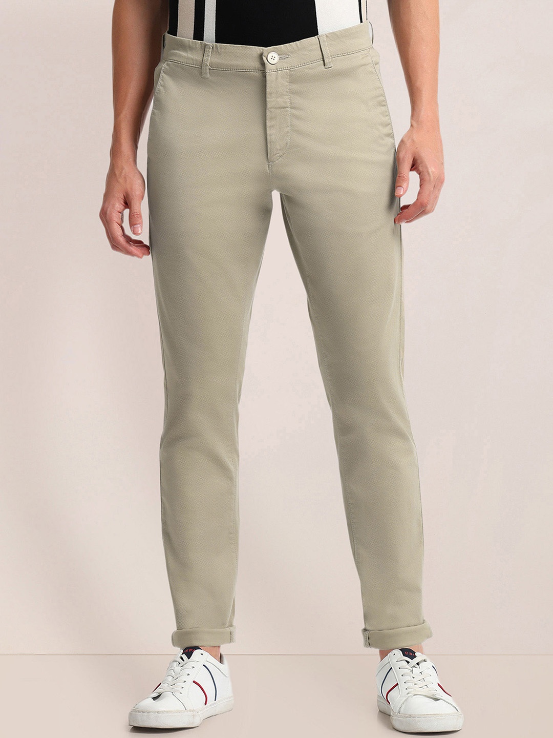 

U.S. Polo Assn. Men Slim Fit Cotton Trousers, Beige