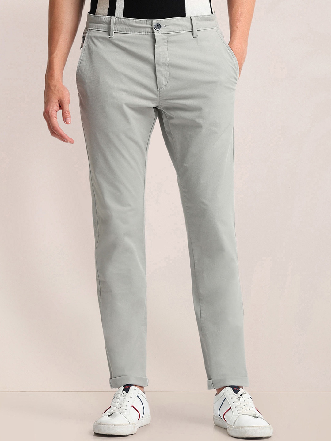 

U.S. Polo Assn. Men Slim Fit Cotton Trousers, Grey