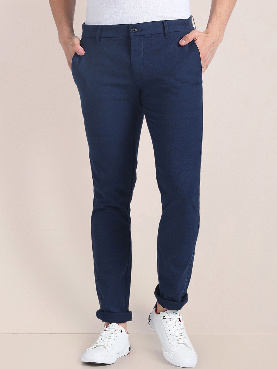 

U.S. Polo Assn. Men Slim Fit Chinos Trousers, Blue