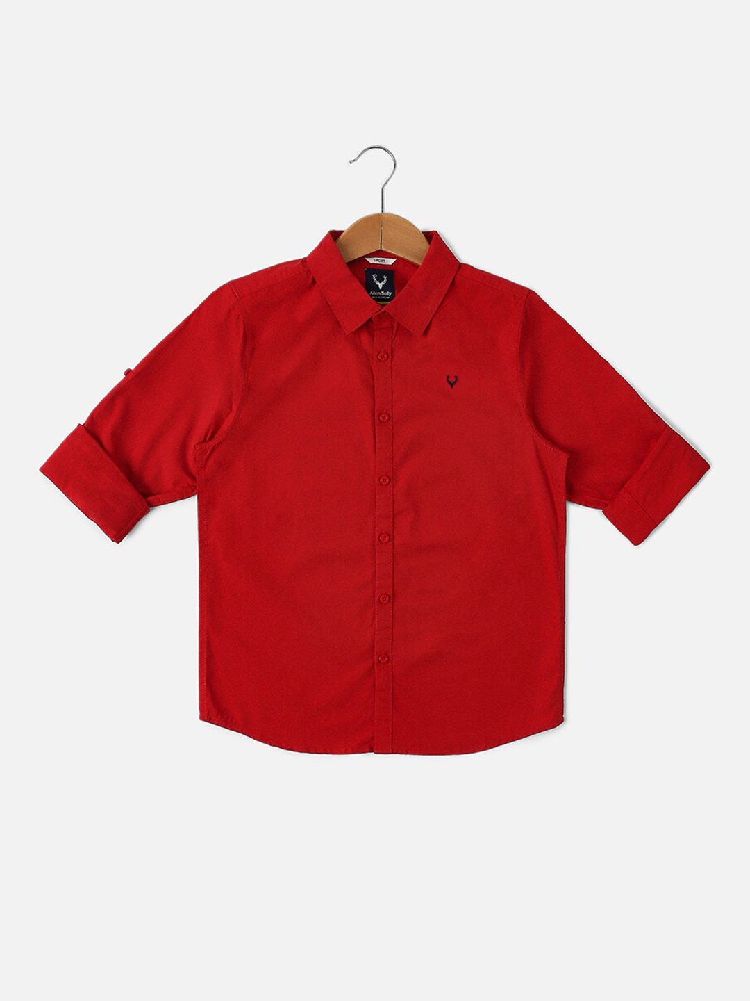 

Allen Solly Junior Boys Slim Fit Opaque Cotton Casual Shirt, Red