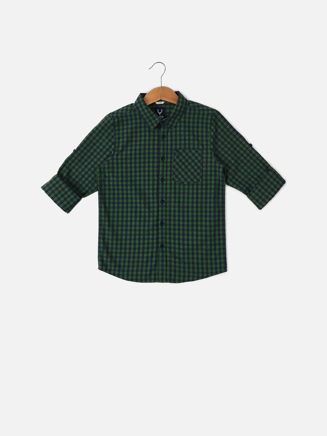 

Allen Solly Junior Boys Slim Fit Opaque Checked Cotton Casual Shirt, Green