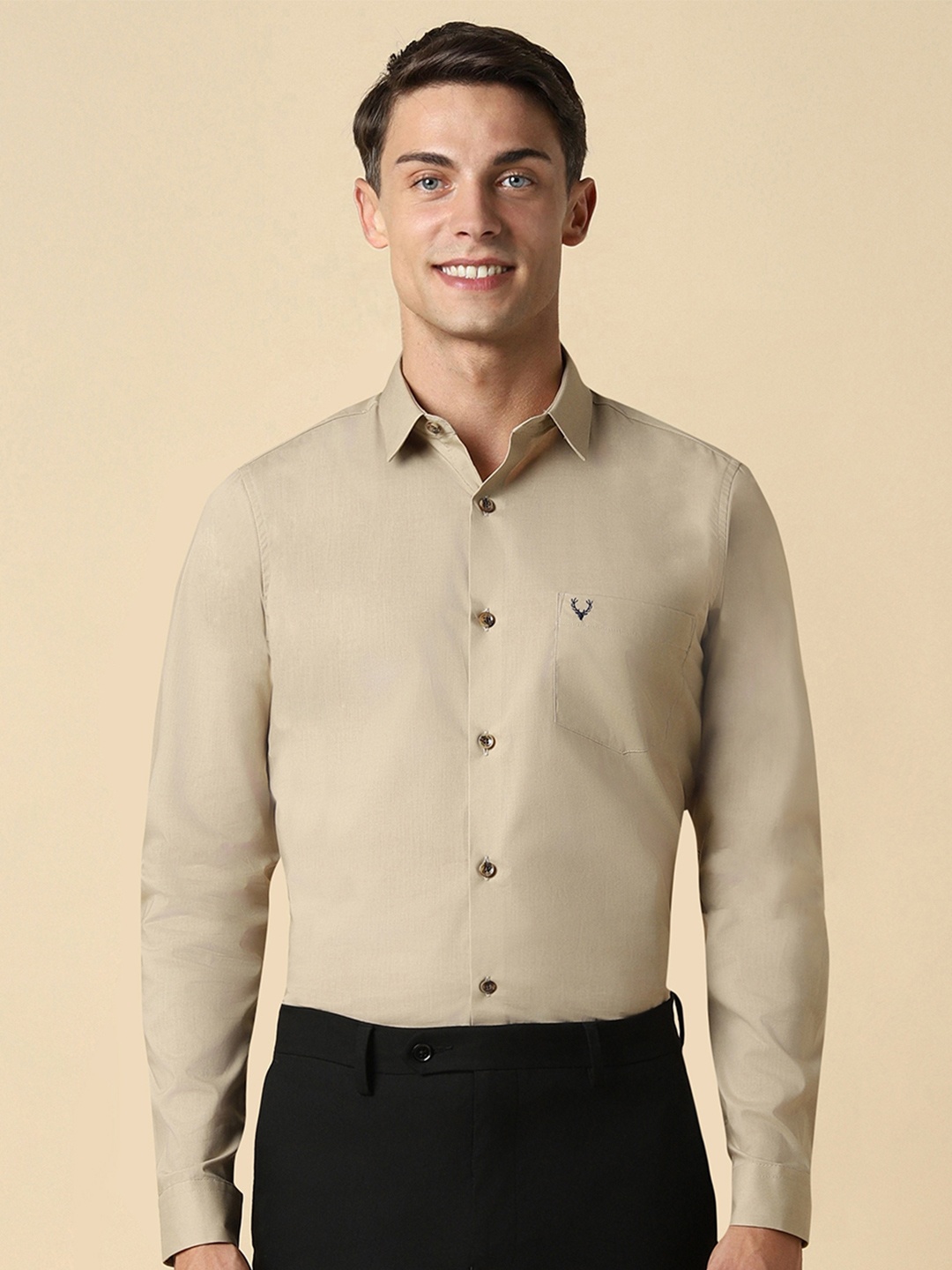 

Allen Solly Slim Fit Spread Collar Formal Shirt, Khaki