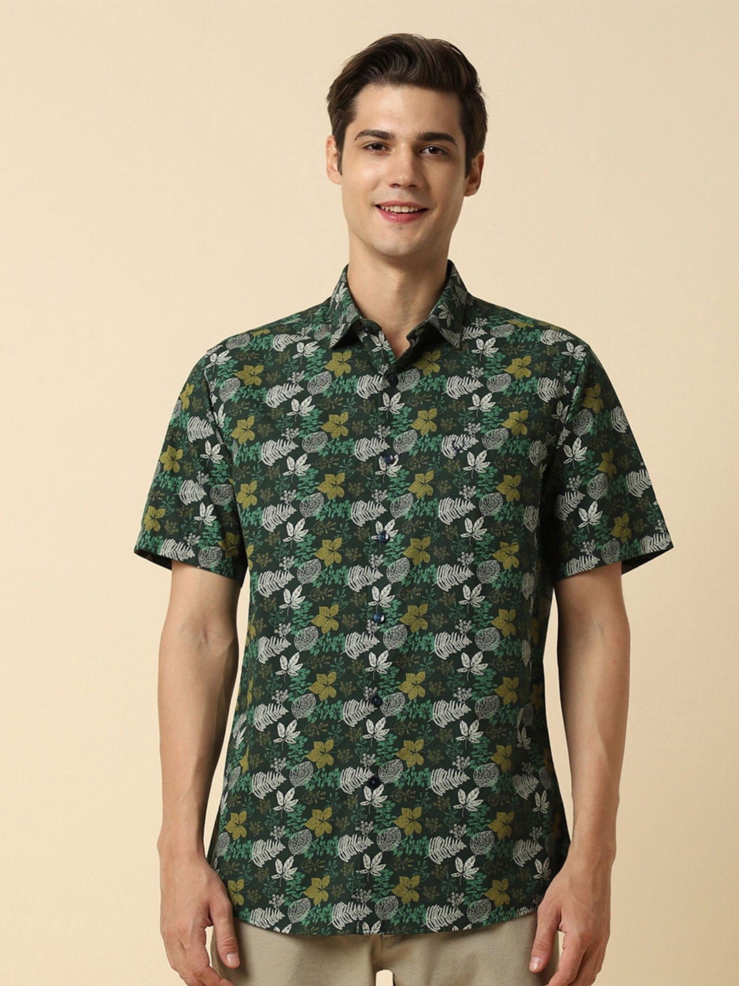 

Allen Solly Slim Fit Ethnic Motifs Printed Casual Shirt, Green