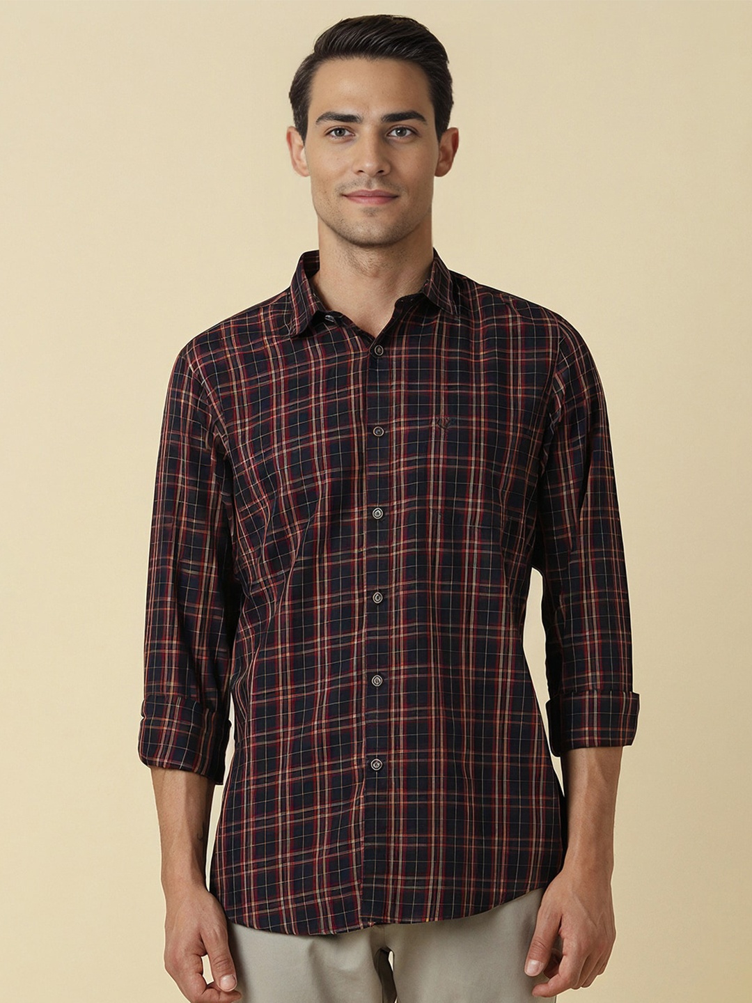 

Allen Solly Tartan Checked Slim Fit Cotton Casual Shirt, Black