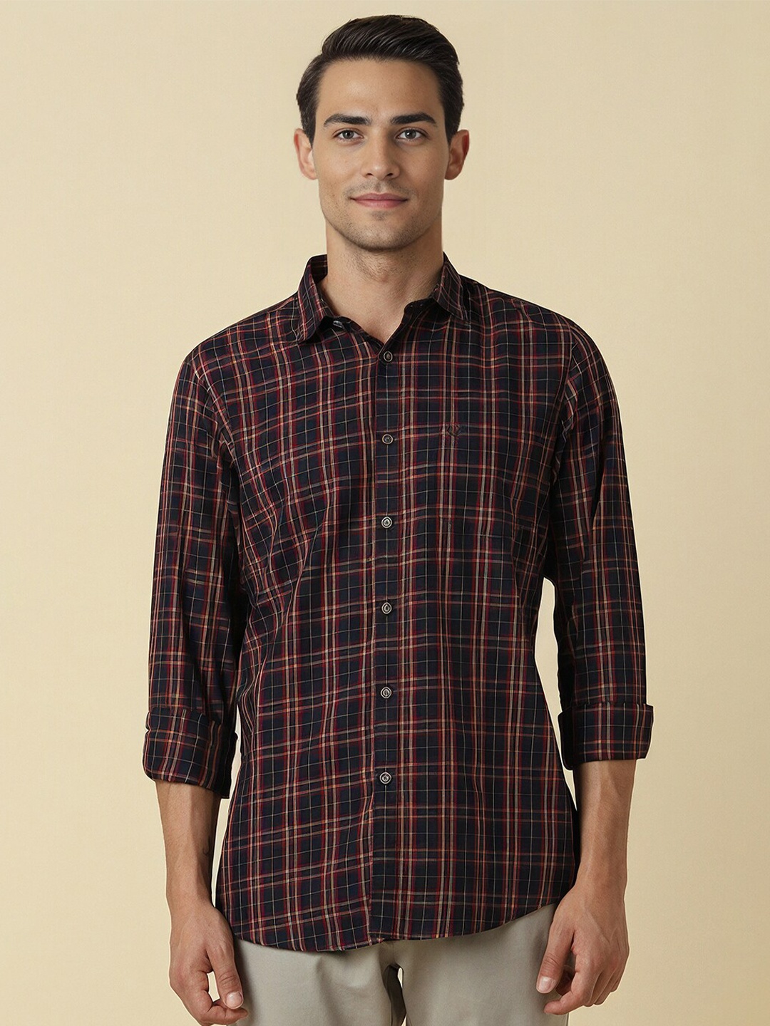 

Allen Solly Tartan Checked Slim Fit Cotton Opaque Casual Shirt, Black