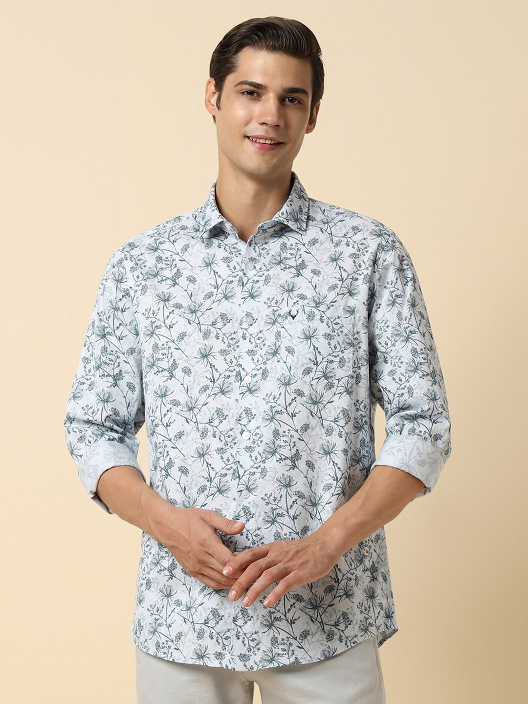 

Allen Solly Slim Fit Floral Printed Pure Cotton Casual Shirt, White