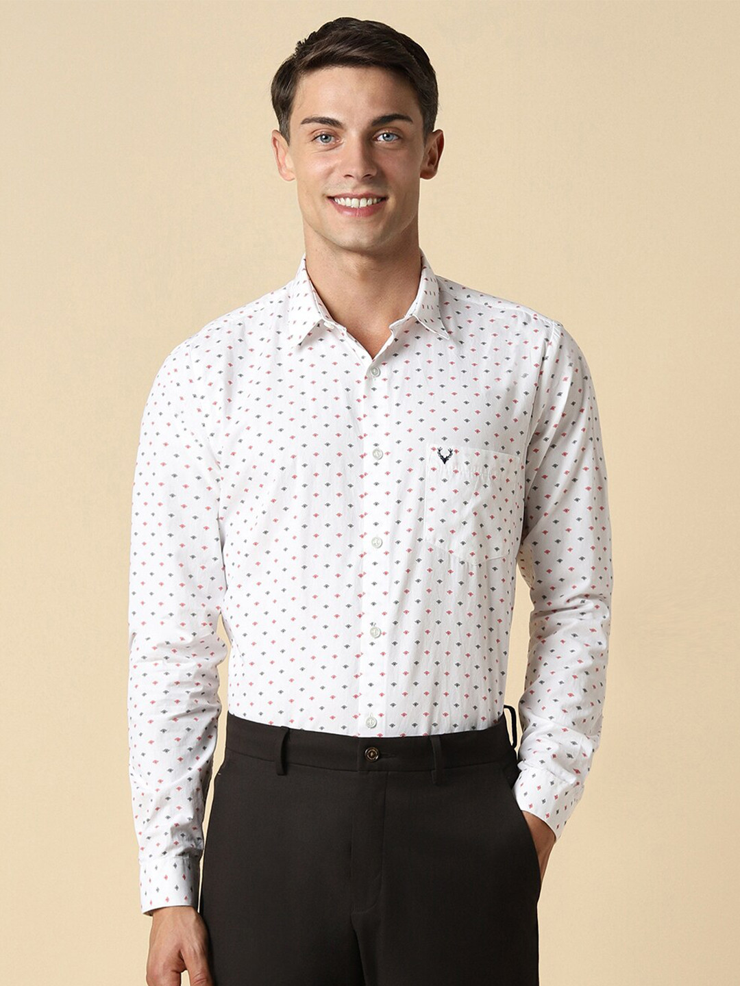 

Allen Solly Slim Fit Opaque Micro Ditsy Printed Formal Shirt, White