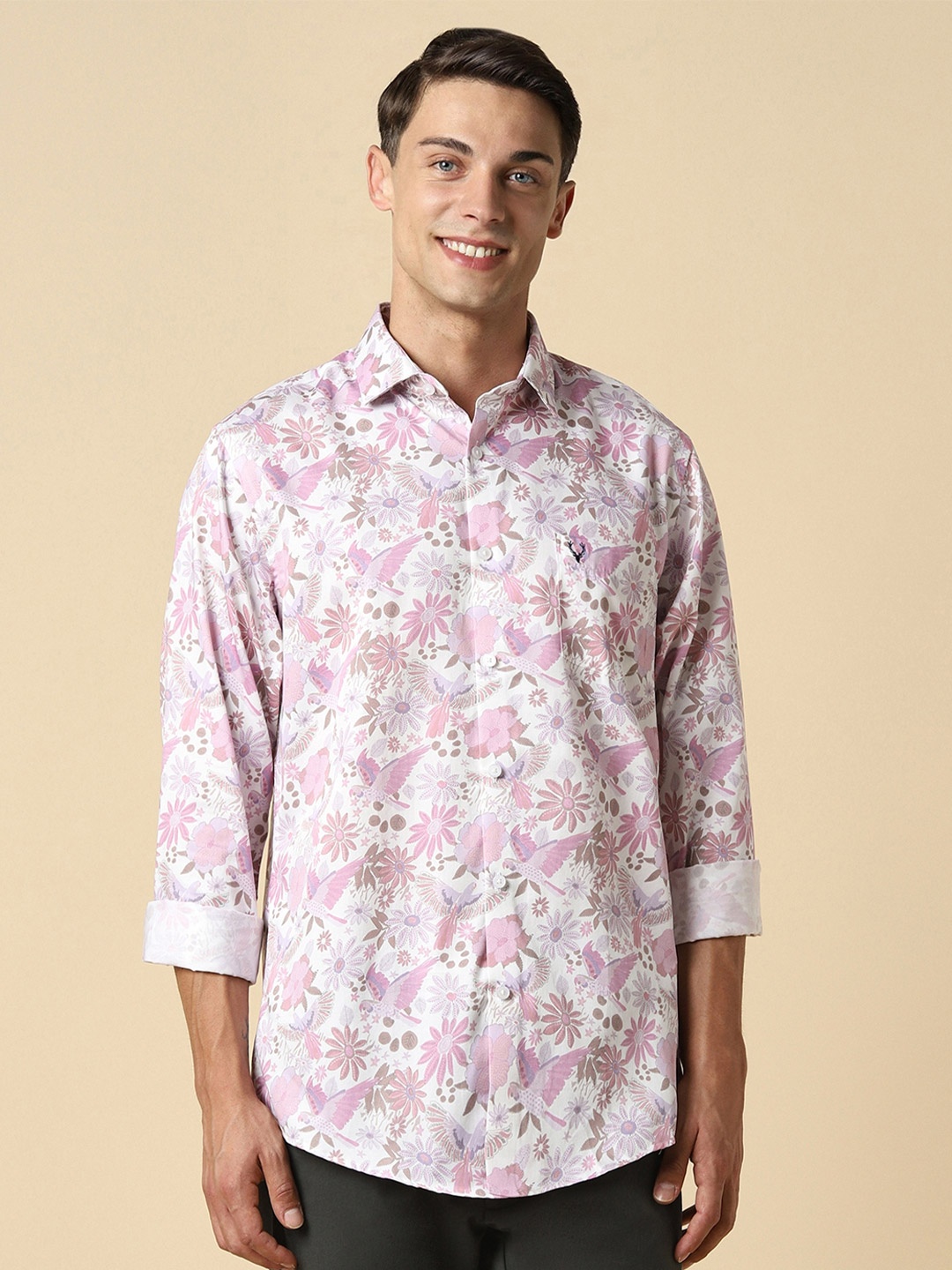 

Allen Solly Slim Fit Floral Printed Cotton Casual Shirt, Pink