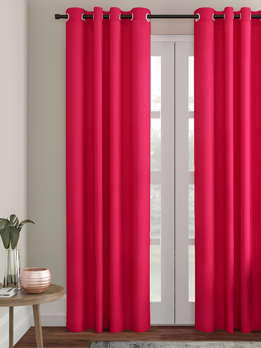 

Aura Pink Room Cotton Eyelet Darkening Long Door Curtain