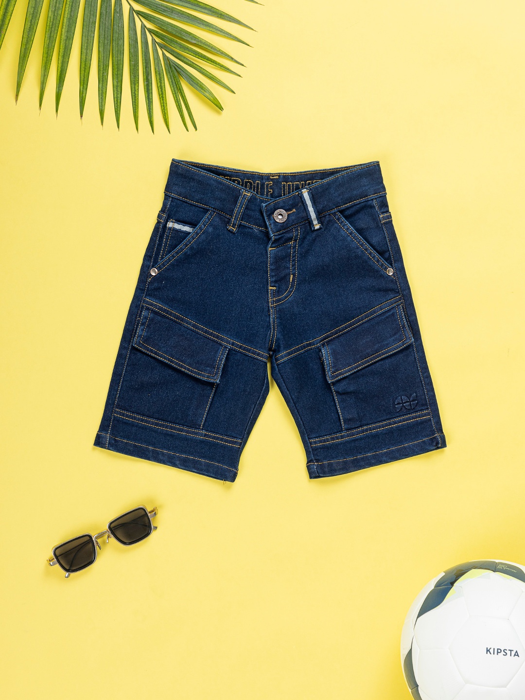 

Purple United Kids Boys Mid Rise Denim Shorts, Blue