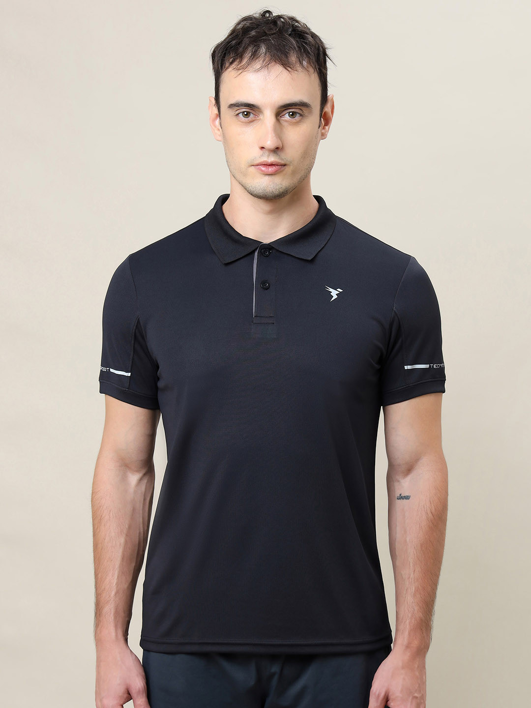 

Technosport SS'24 Polo Collar Short Sleeves Anti Static Slim Fit T-shirt, Black