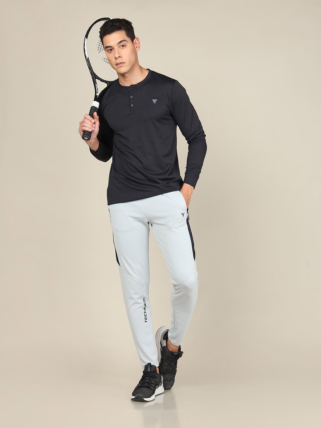 

Technosport Henley Neck Slim Fit T-shirt, Black