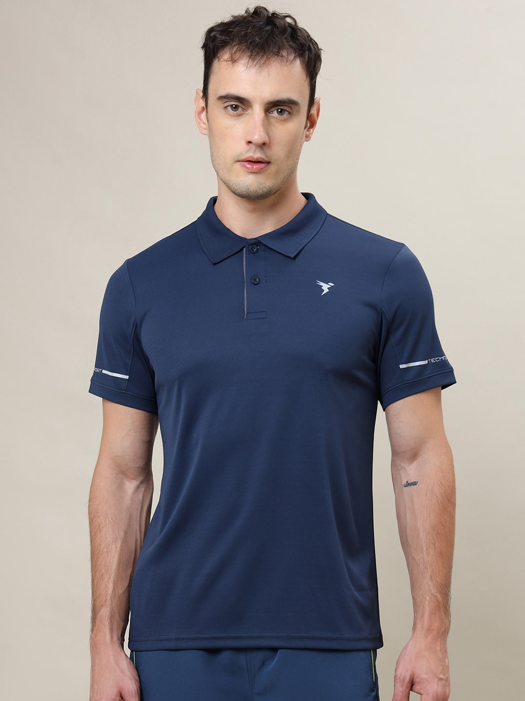

Technosport Polo Collar Anti Static Slim Fit Active T-shirt, Navy blue
