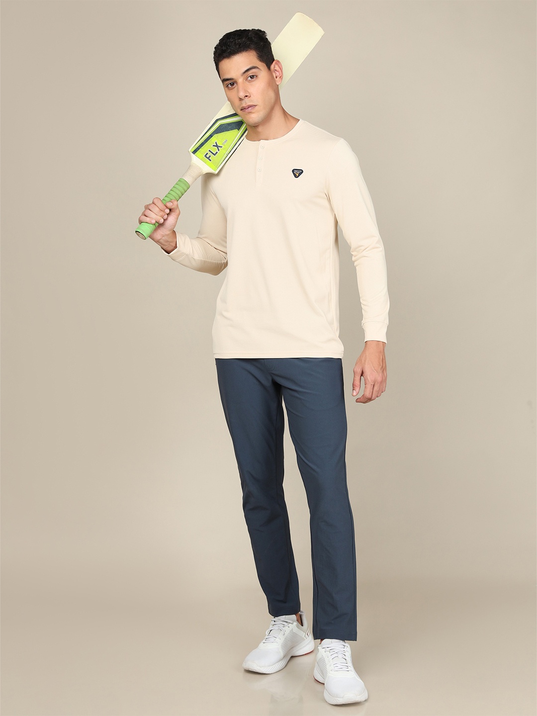 

Technosport Henley Neck Slim Fit T-shirt, Cream