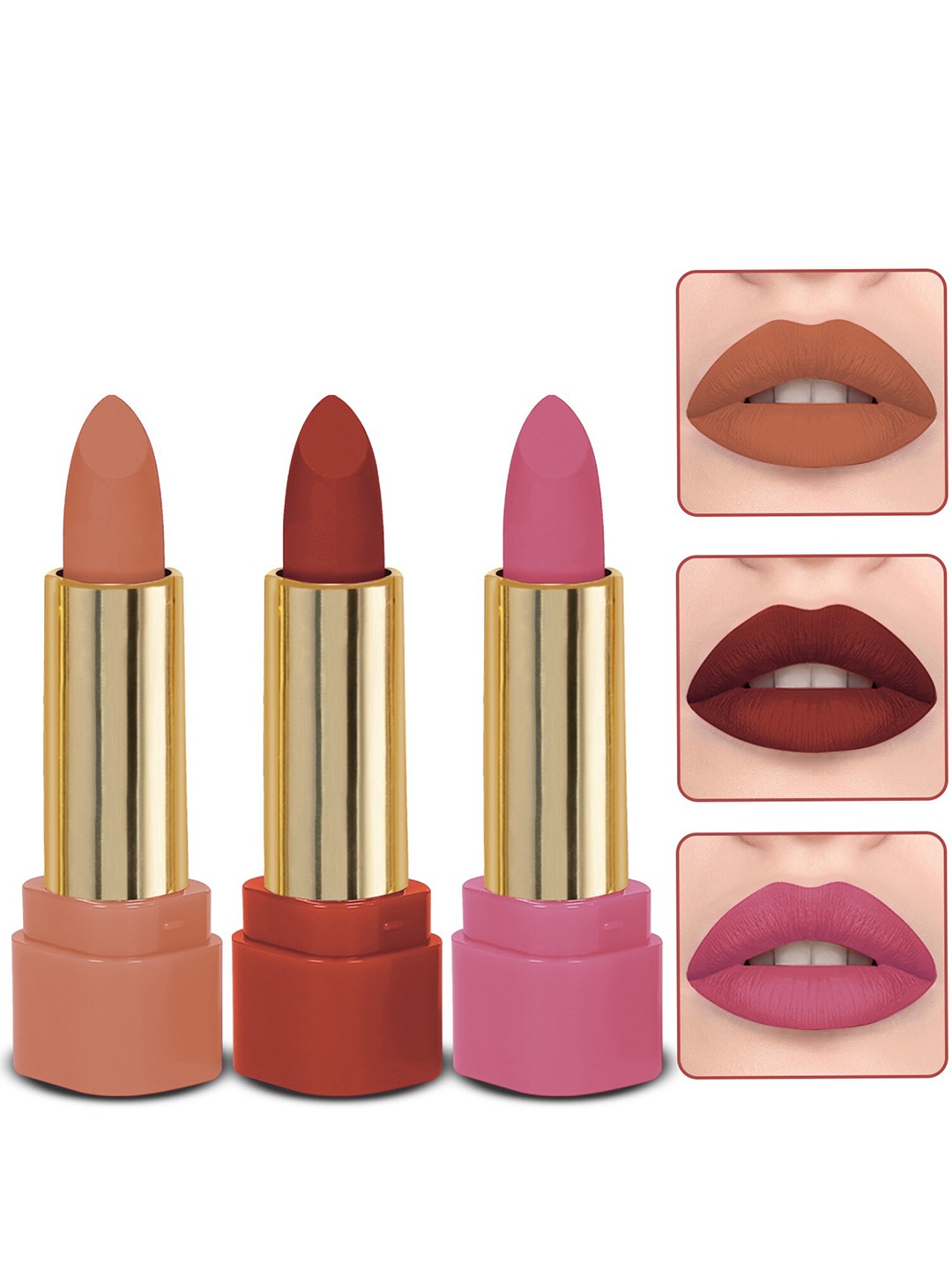 

MILAP Set Of 3 Long Wear Matte Lipstick - 618 620 619, Pink