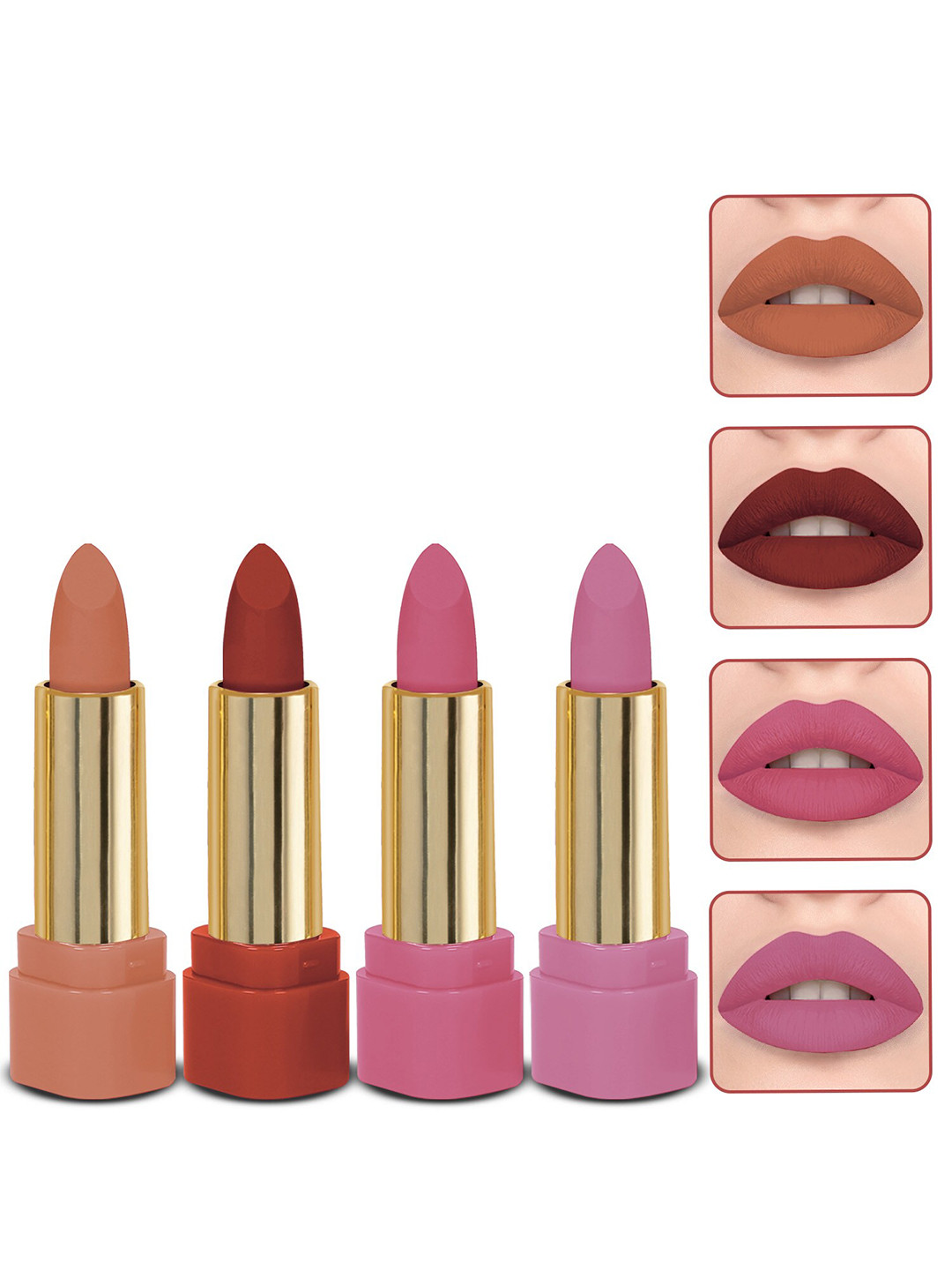

MILAP Set Of 4 Long Wear Matte Lipstick 618 619 620 621, Pink
