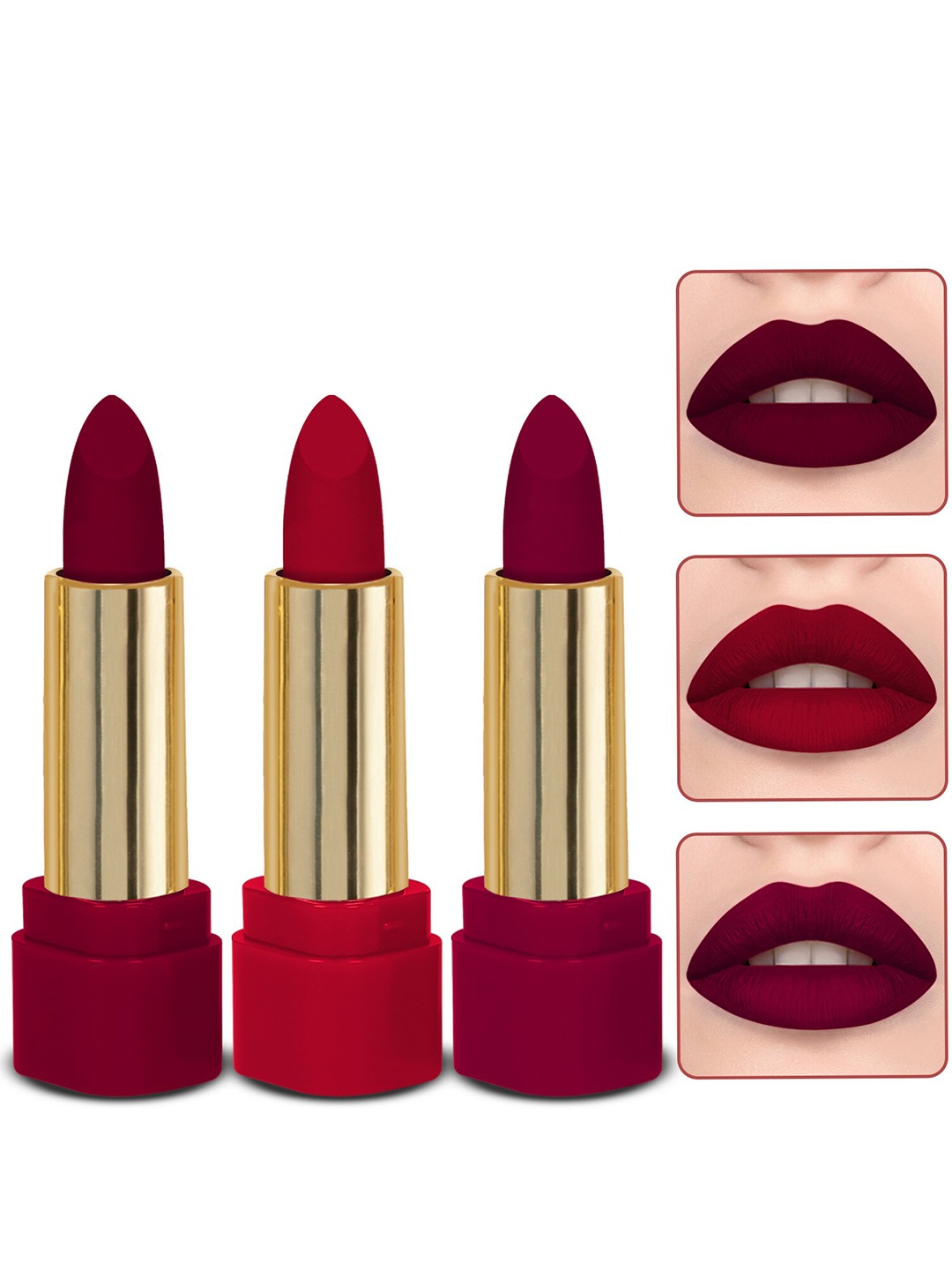 

MILAP Set Of 3 Long Wear Waterproof Matte Lipstick - 4.2g Each - 605-602-616, Magenta