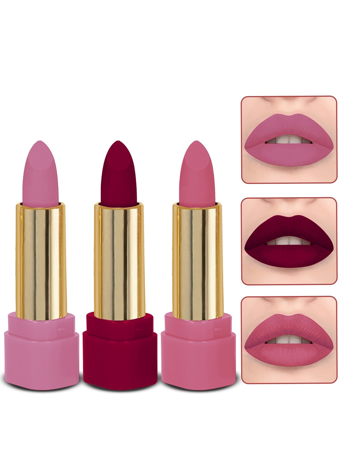 

MILAP Set Of 3 Long Wear Waterproof Matte Lipstick - 4.2g Each - 621-616-620, Purple