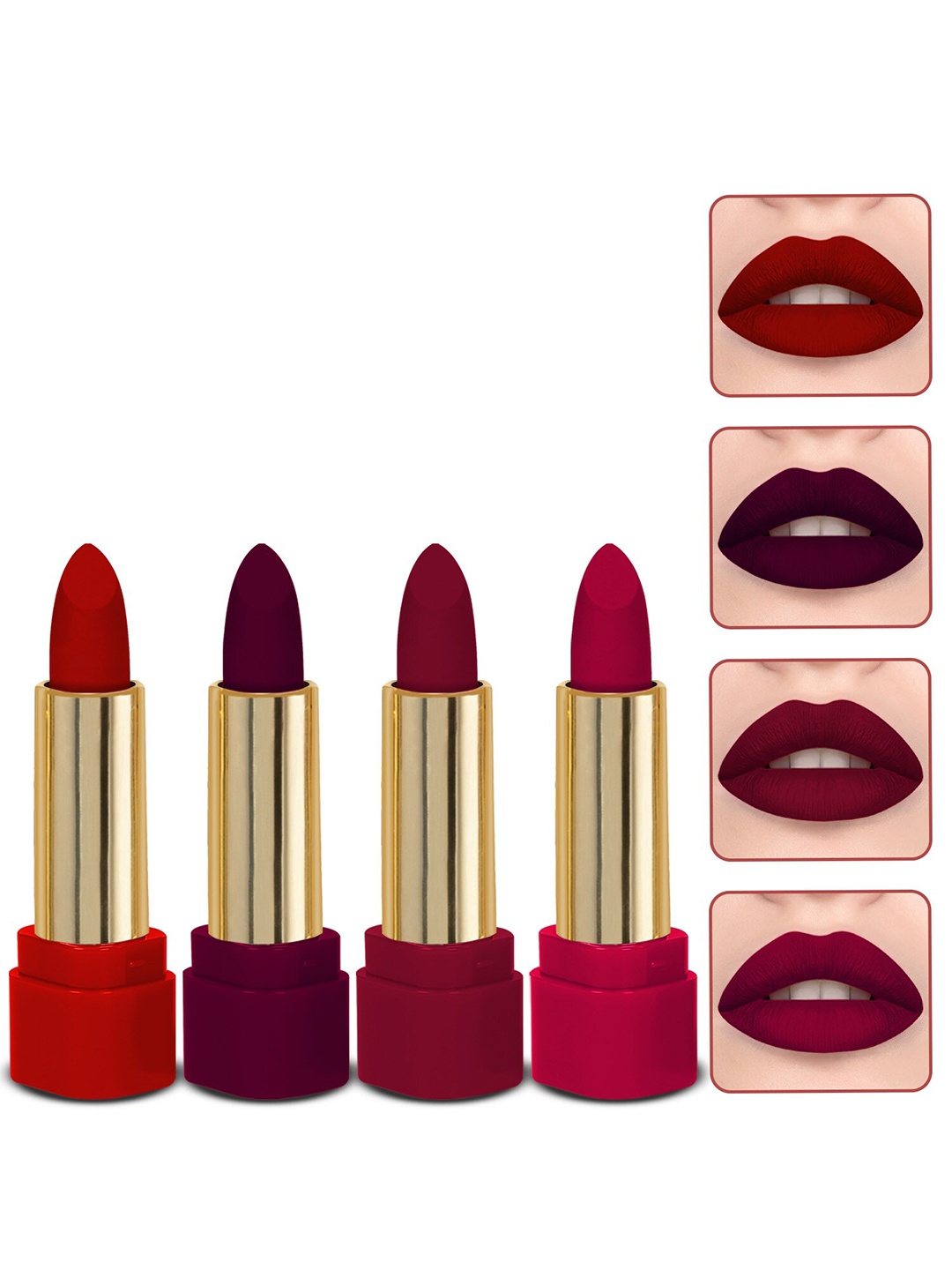 

MILAP Set Of 4 Long Wear Waterproof Matte Lipstick - 4.2g Each - 604-612-615-617, Pink