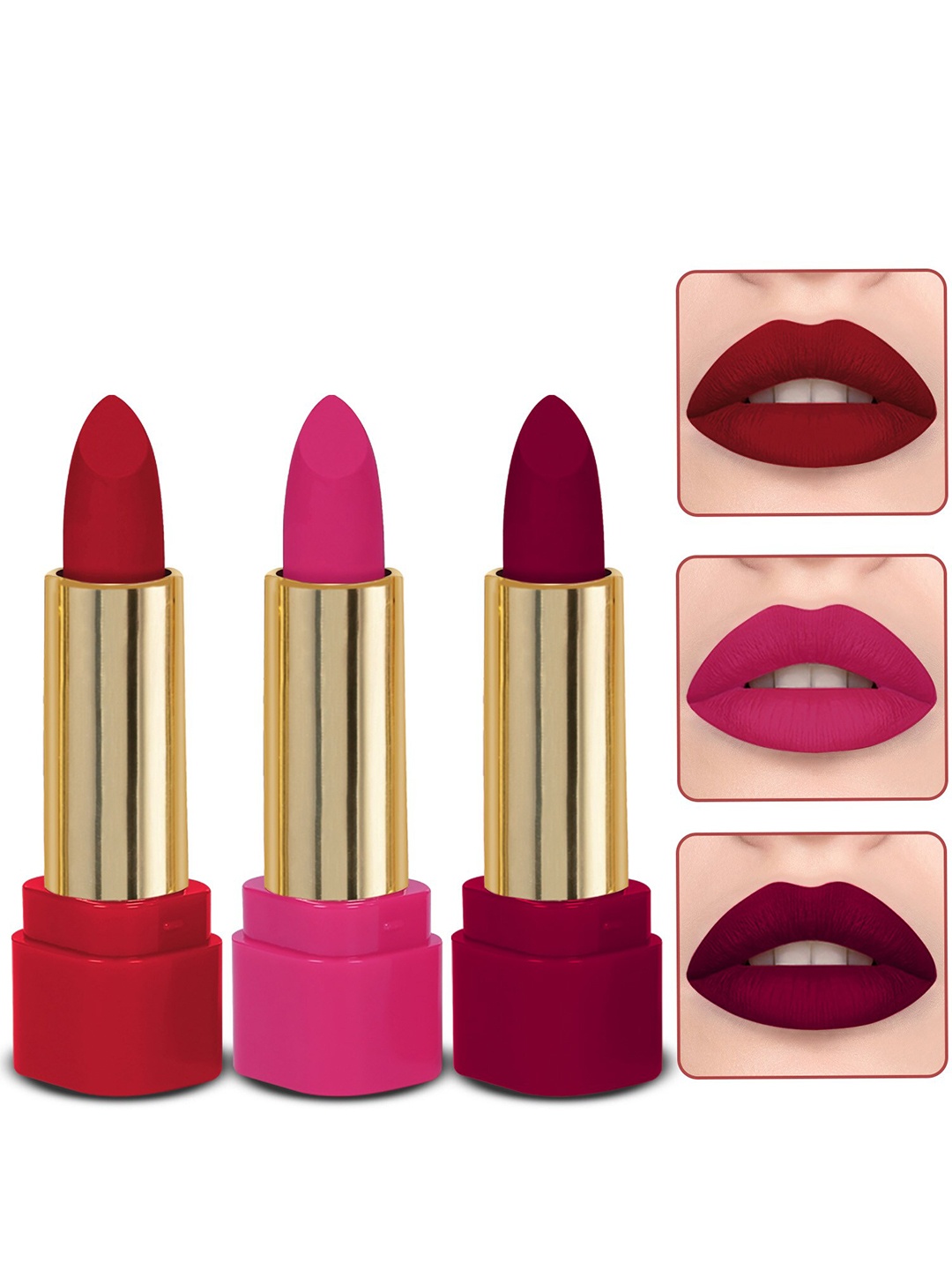 

MILAP Set Of 3 Long Wear Matte Lipstick 603 609 616, Pink