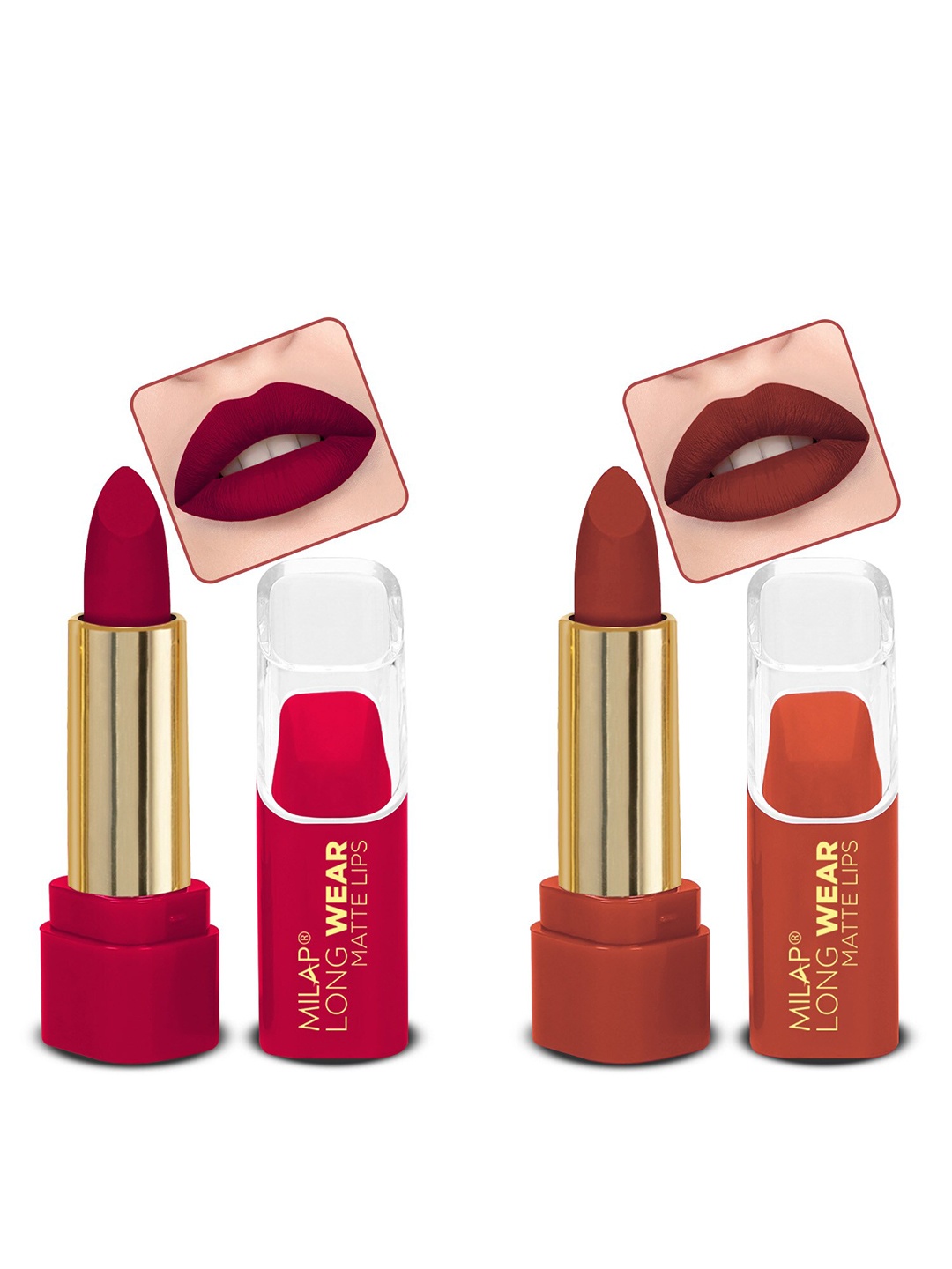 

MILAP Set Of 2 Long Wear Waterproof Matte Lipstick - 4.2g Each - Spring Break-Birkin Brown