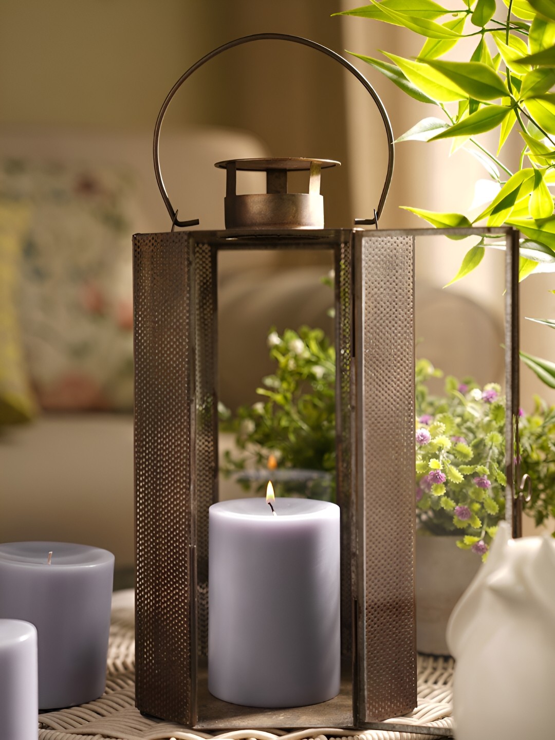 

Pure Home and Living Purple Black Amber Pillar Candle