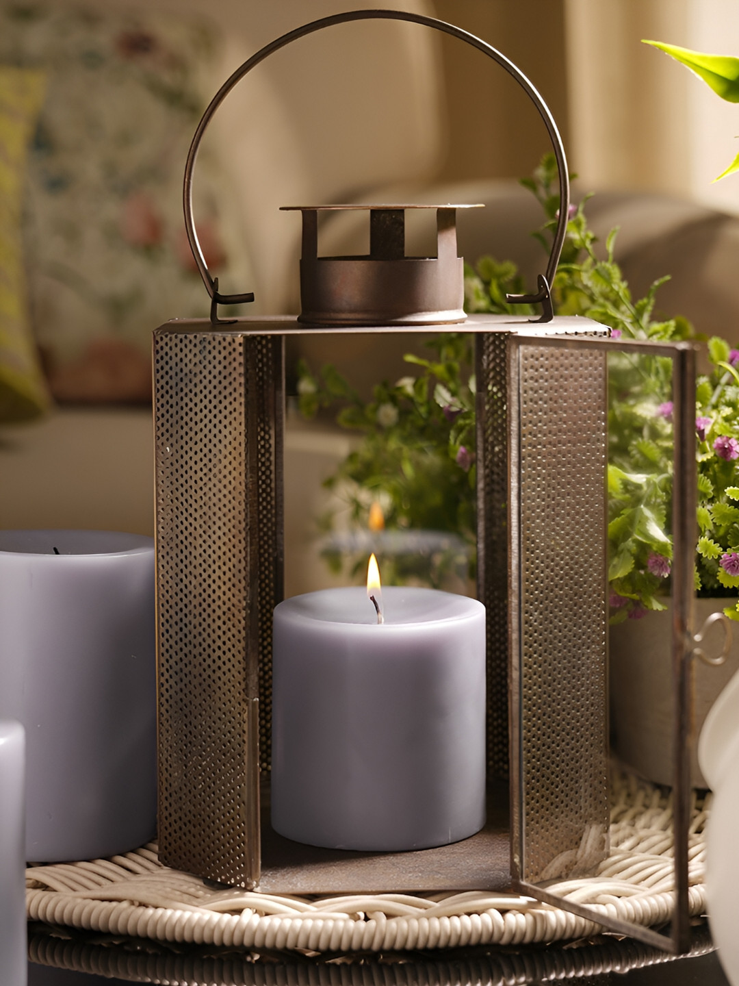 

Pure Home and Living Purple Black Amber Pillar Candle