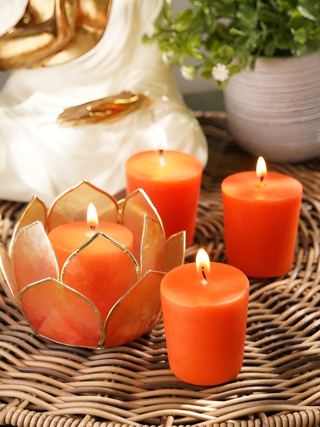 

Pure Home and Living Orange 4 Pieces Scented Pillar Candle