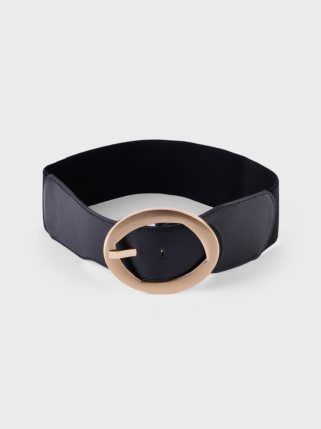 

20Dresses Women Oval Buckle Waist Belt, Black