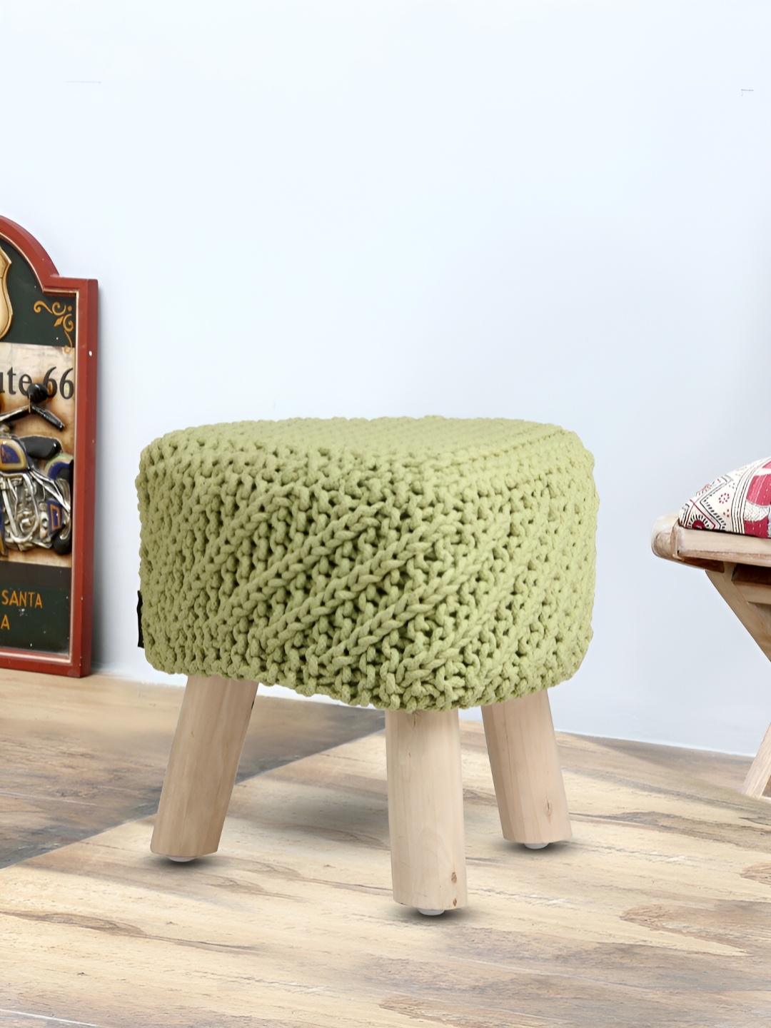 

ROMEE Twisted Rope Design Ottomans, Green