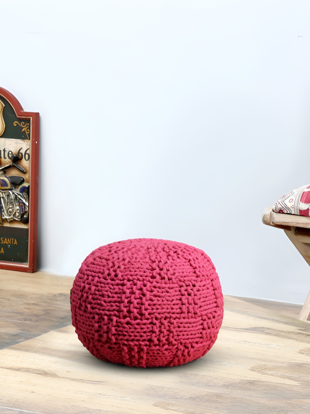 

ROMEE Twisted Rope Design Pouffe, Pink
