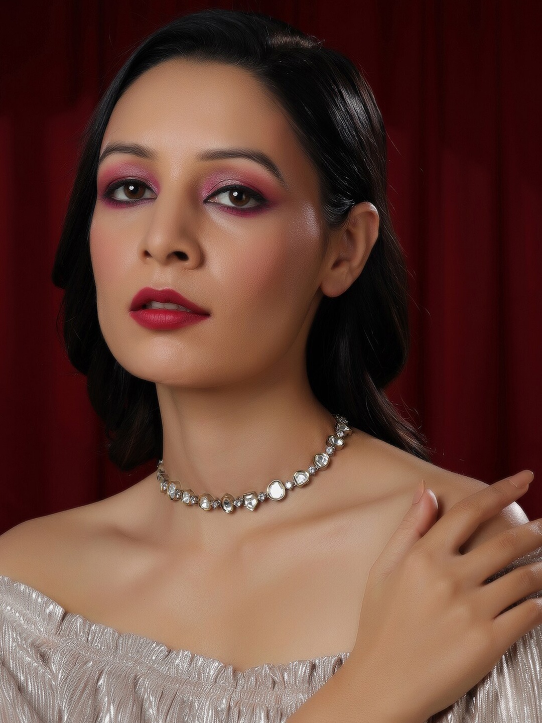 

Ruby Raang Brass Silver-Plated Necklace