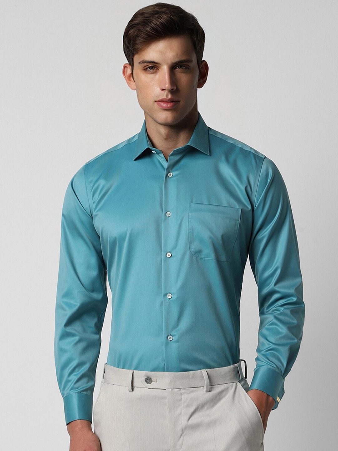 

Van Heusen Spread Collar Opaque Formal Shirt, Blue